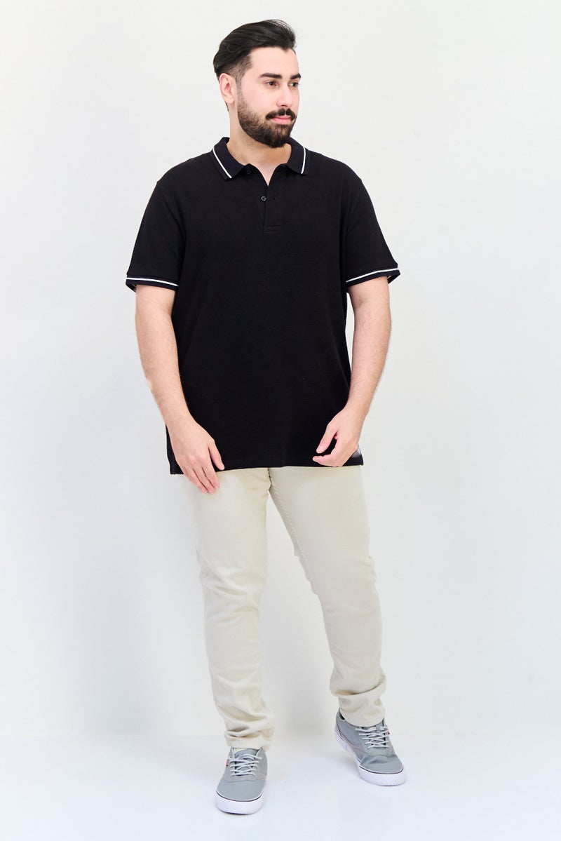Celio Men Regular Fit Solid Short Sleeve Polo Shirt, Black - Image 4
